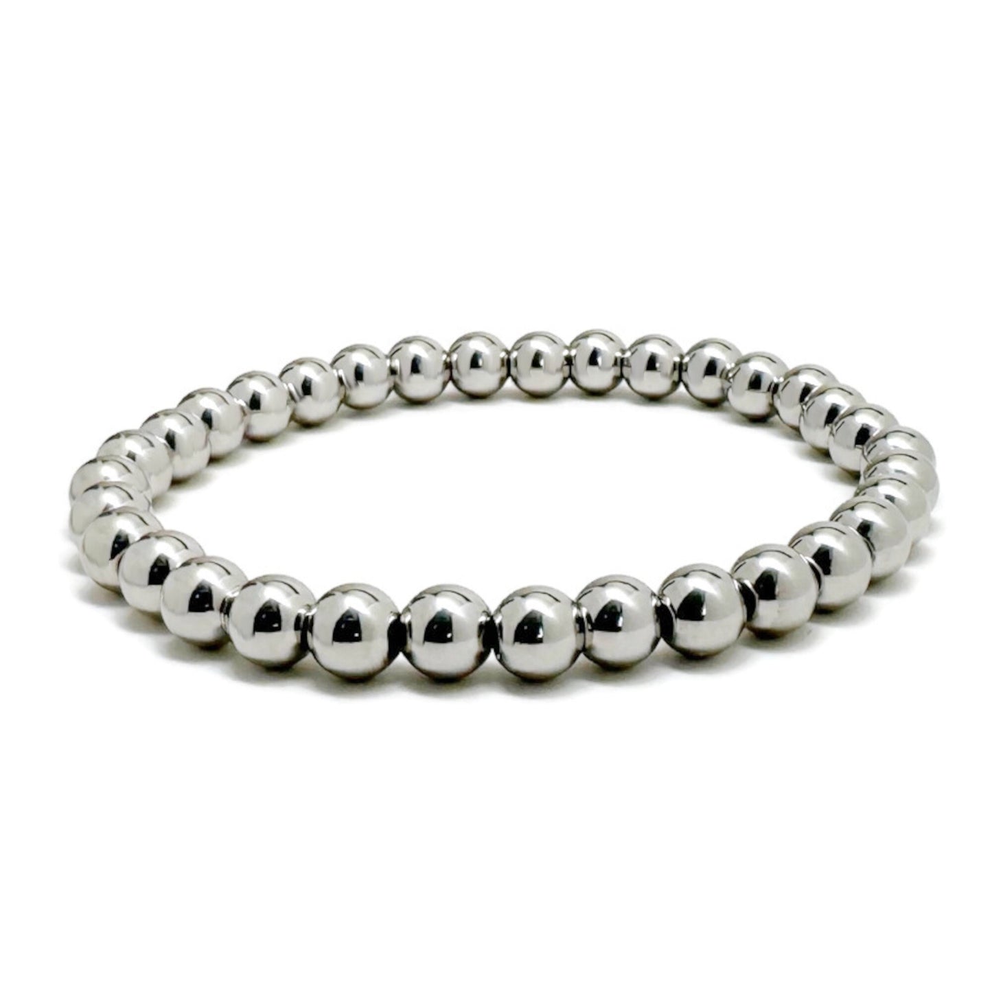 6mm Beaded Bracelet Stainless Steel, Unisex Jewelry, Waterproof Stretchy Bead Bracelet, Elastic Bracelets, Metal Bead Bracelet