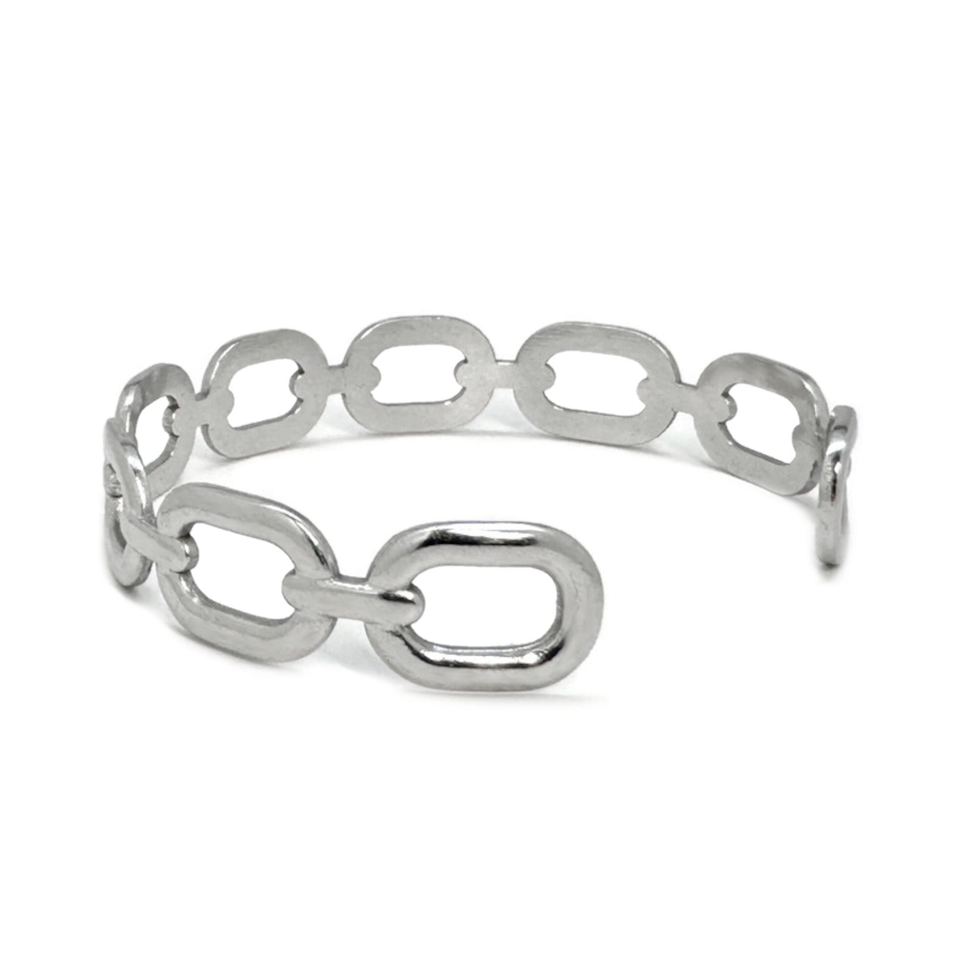 Chunky Chain Link Cuff Bracelet, Stainless Steel Jewelry for Women, Thick Silver Bracelet, Large Oval Link Chain. Non Tarnish Jewelry