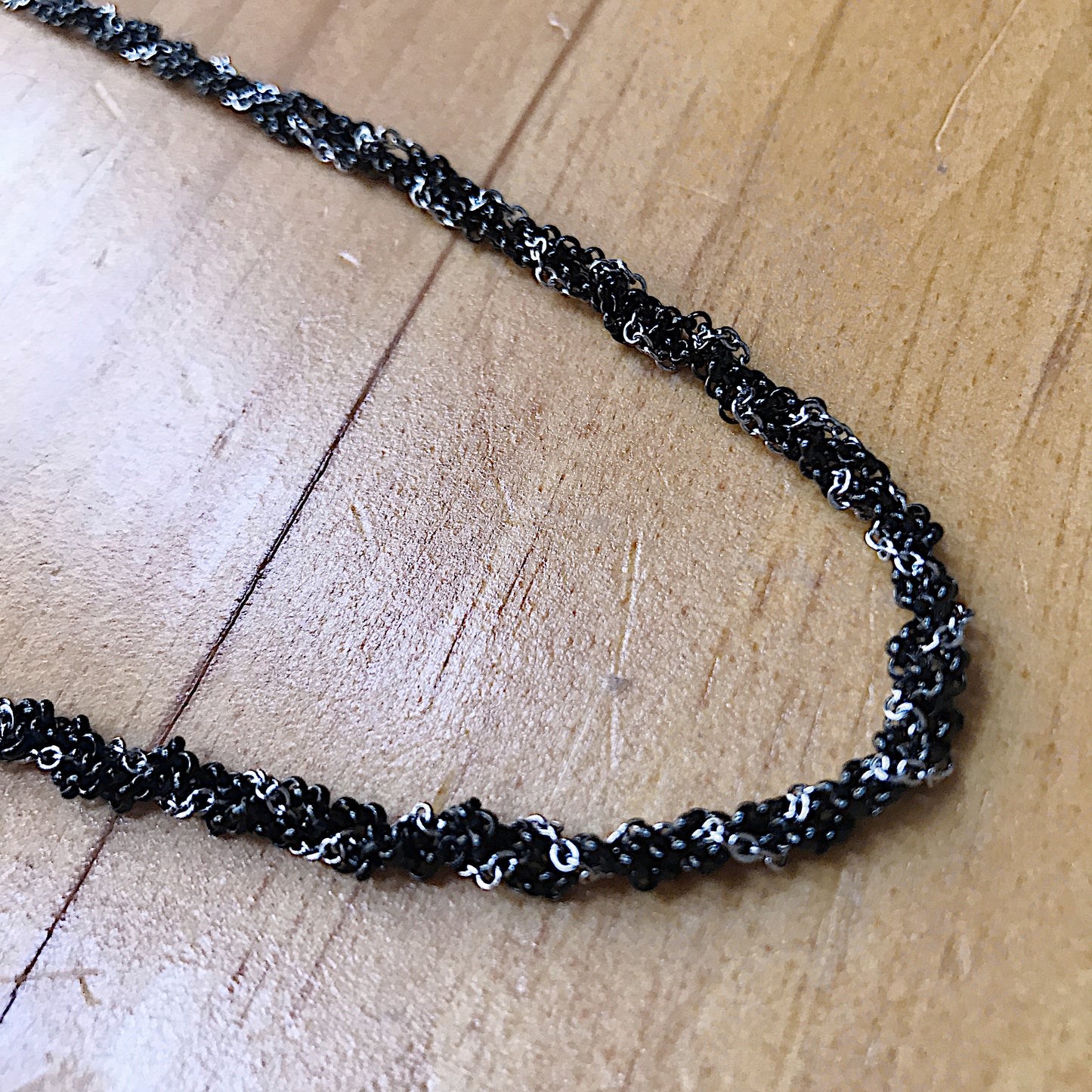 Braided Black and Silver Metal Necklace Chain (5mm)