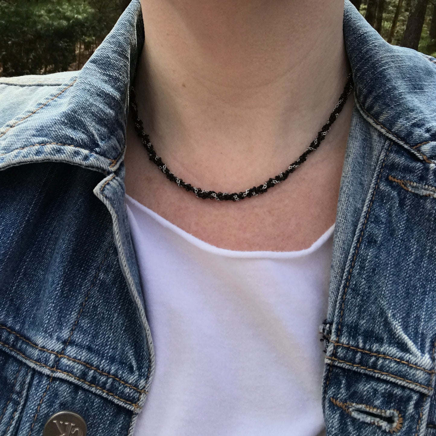 Braided Black and Silver Metal Necklace Chain (5mm)