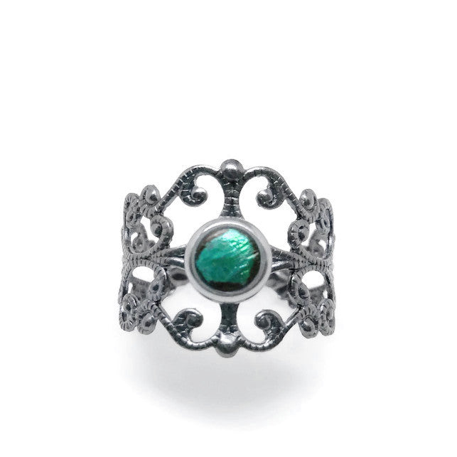 Adjustable Medieval Wide Ring - Teal Blue