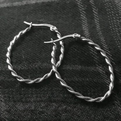 Oval Twisted Rope Hoop Earrings