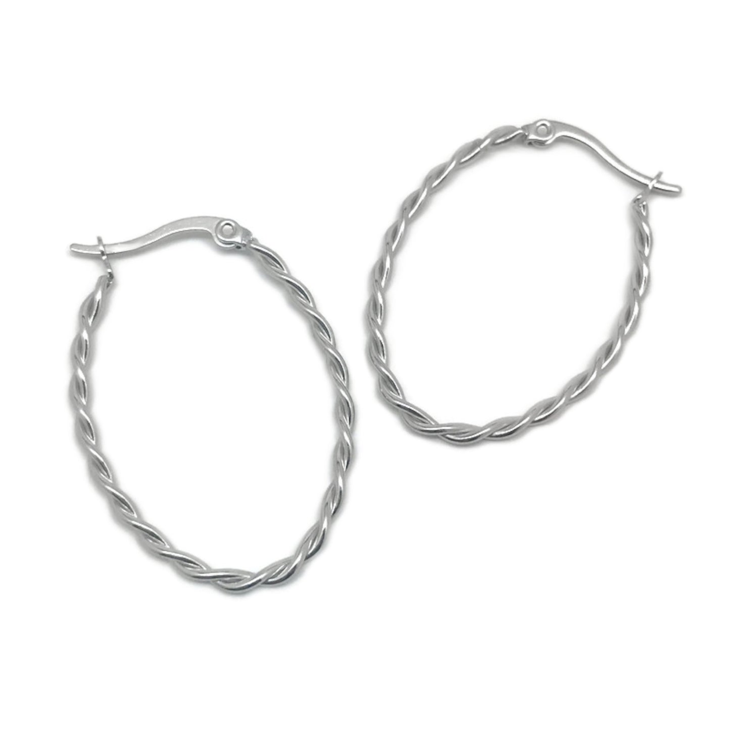 Oval Twisted Rope Hoop Earrings