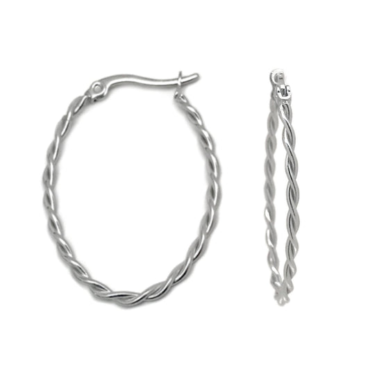 Oval Twisted Rope Hoop Earrings