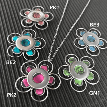 Stainless Steel Flower Pendant Necklace - Customizable Color