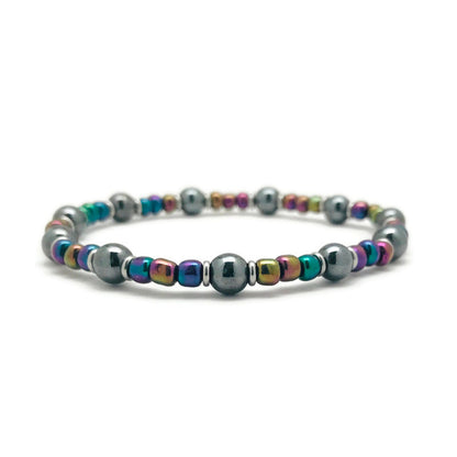 Rainbow Hematite Beaded Stretch Bracelet