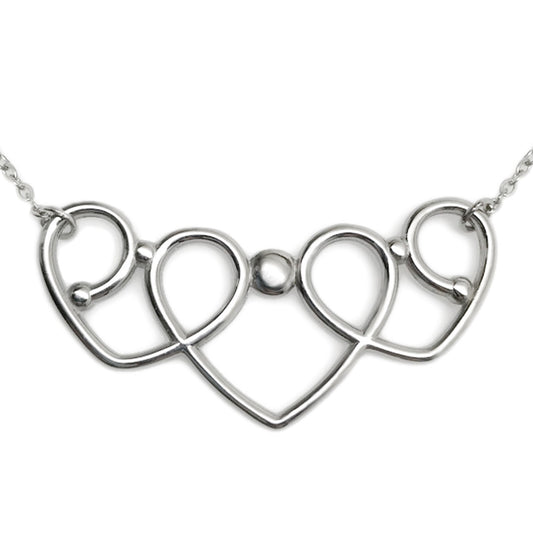 Three Heart Scrollwork Necklace