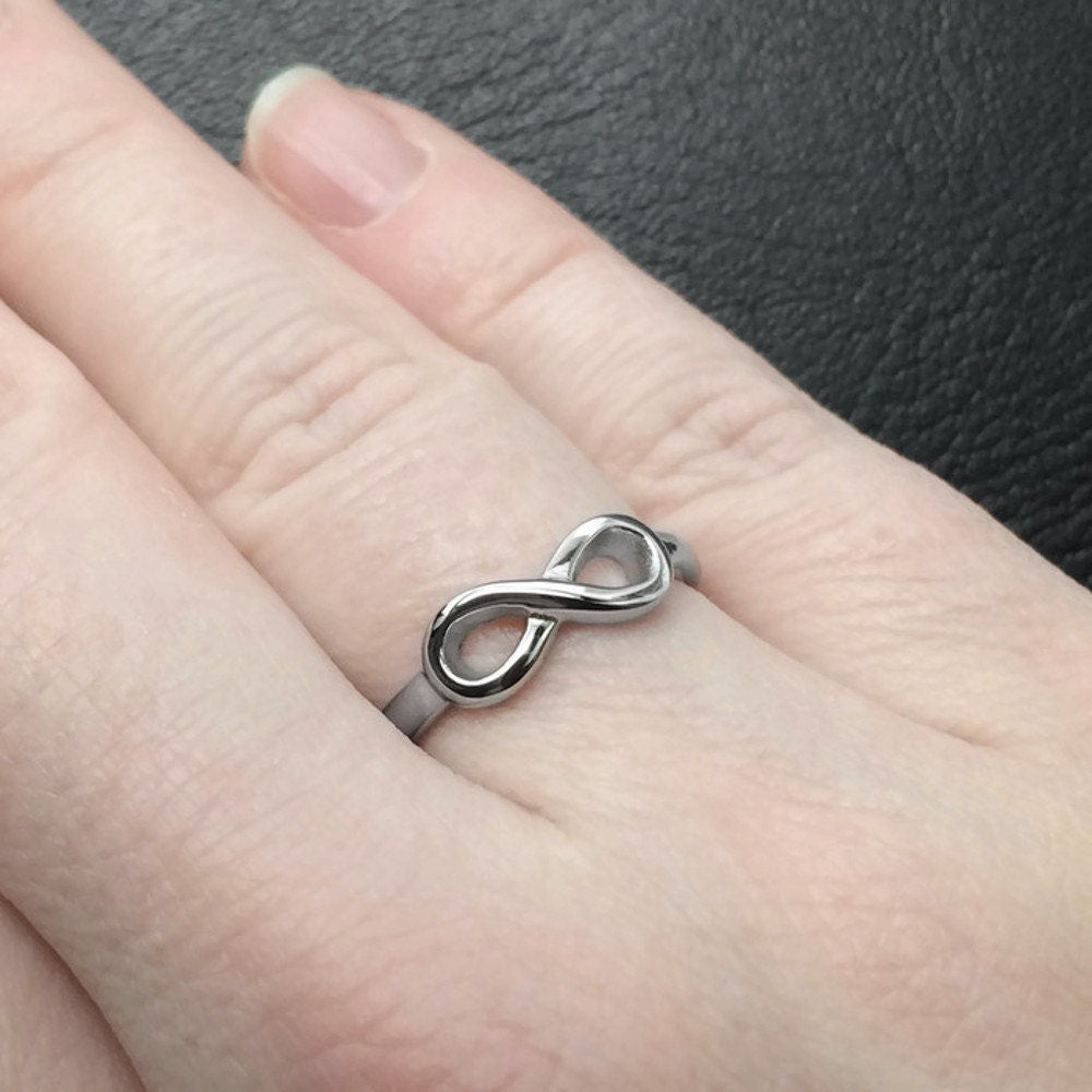 Stainless Steel Jewelry, Silver Infinity Ring Sizes 5 - 9, Girlfriend Gift, Women Empowerment, Love