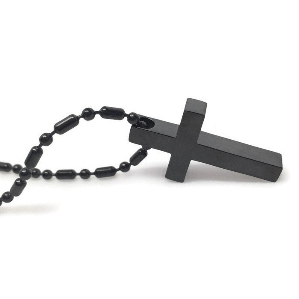 Black Beaded Cross Necklace - Lovisa