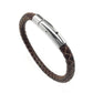 Brown Leather Braided Bracelet, Stainless Steel Double Safety Clasp, Gifts for Him, Mens Jewelry, Womens Jewelry