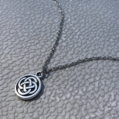 Celtic Infinity Knot Necklace, Irish Jewelry, Charm Necklace for Mom, Remembrance Pendant, Gift for Girlfriend, Small Round Pendant