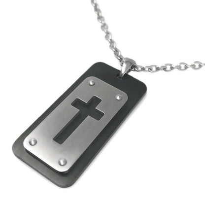 Cross Necklace Men, Stainless Steel Jewelry, Religious Pendant Necklace, Christian Jewelry, Boyfriend Gift Ideas