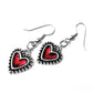 Red Heart Earrings, Red and Black Jewelry, Gift for girlfriend, Rocker Style, Silver Heart Earrings