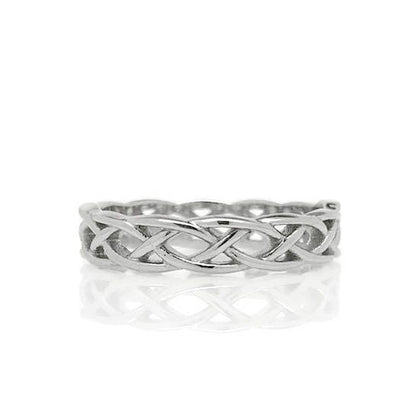 Womens Braid Infinity Ring , Stainless Steel Jewelry, Unique Wedding Band, Irish Weave, Girlfriend Gift, Romantic Jewelry