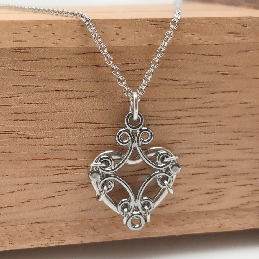 Unique Heart Necklace, Romantic Gift, Rock n Roll Jewelry, Stainless Steel Pendant, Edgy Jewelry, Gifts for Women