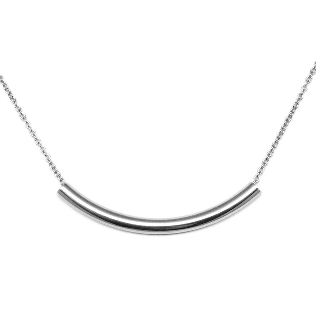 Curved Bar Necklace for Women, 316L Stainless Steel, Hypoallergenic Jewelry, Gift Ideas for Her, Minimalist Design