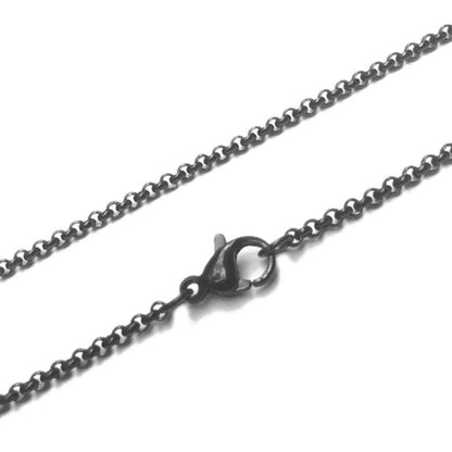 Black Necklace Chain, Stainless Steel Jewelry, Rolo, 16 to 30 Inch. 2mm Diameter, Round Link, Jewelry Making Supplies