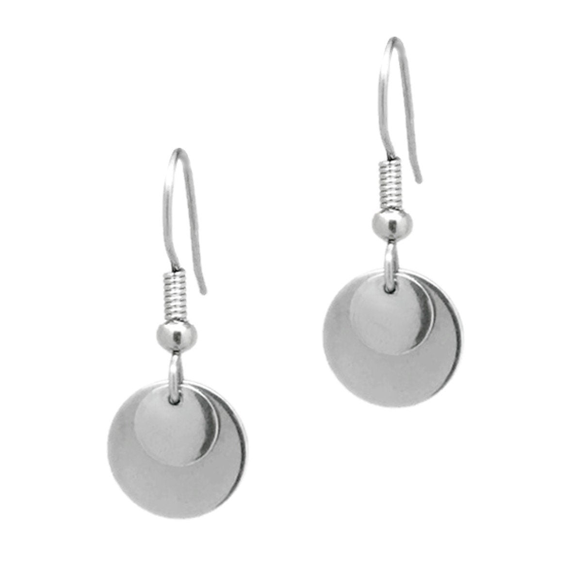 Stainless Steel Earrings Dangle, Silver Circle Earrings, Gift for Girlfriend, Small Drop Earrings, Jewelry for Sensitive Skin