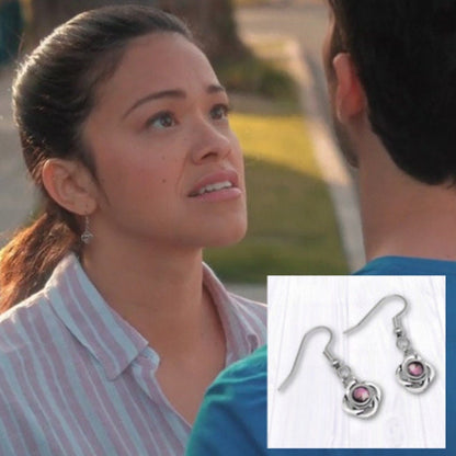 Silver Celtic Earrings As Seen on Jane the Virgin, Resin Jewelry, Light Pink Drop Earrings, Customizable Color, Great for Sensitive Ears