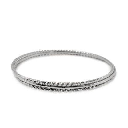 Twisted Stainless Steel Bangle, Stackable, Thin Silver Bracelet Set , Gift for Girlfriend, Hypoallergenic Jewelry