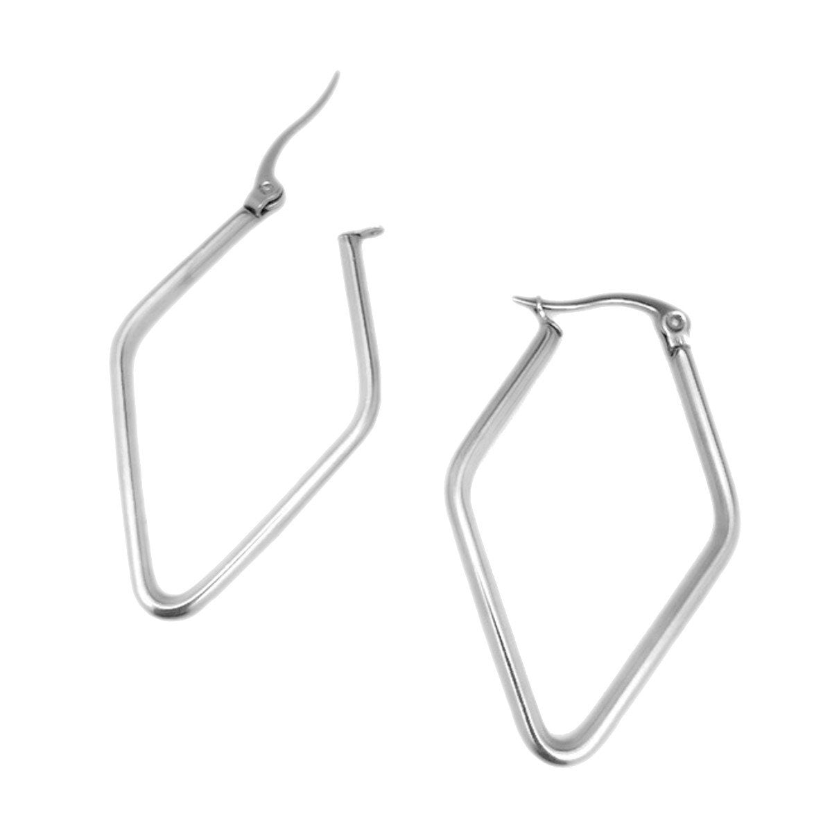 Diamond Shaped Hoop Earrings, Unique Hoops, Stainless Steel Jewelry for Women, Minimalist Jewelry, Gifts for Mom