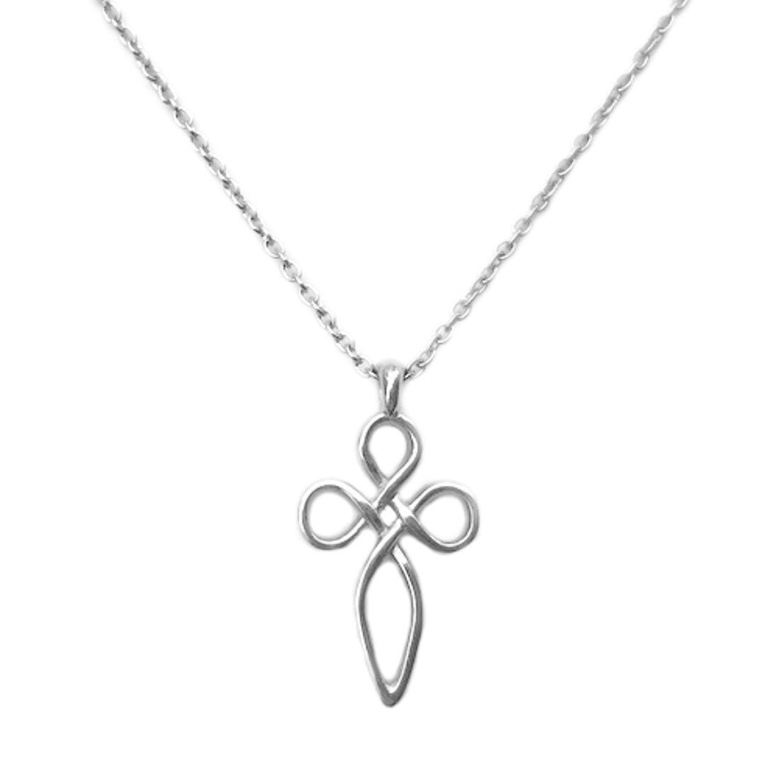 Celtic Infinity Cross Necklace for Women, Memorial Jewelry, Confirmation Gift Teen Girl, Stainless Steel, Celtic Knot, Silver Cross Pendant