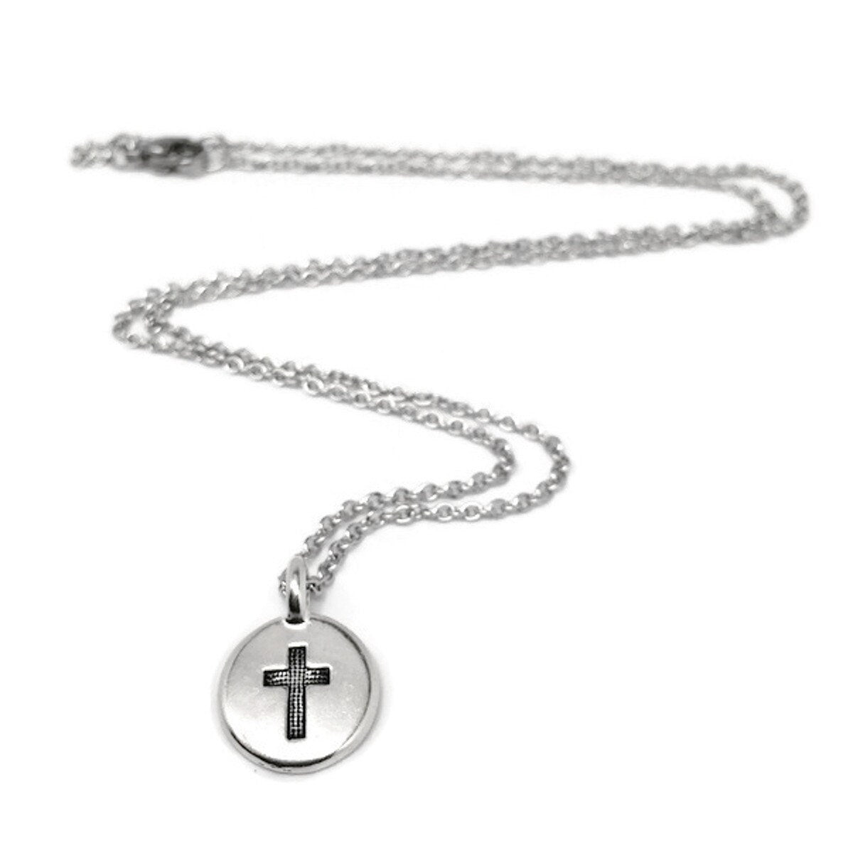 Small Round Cross Charm Pendant Necklace – Loralyn Designs
