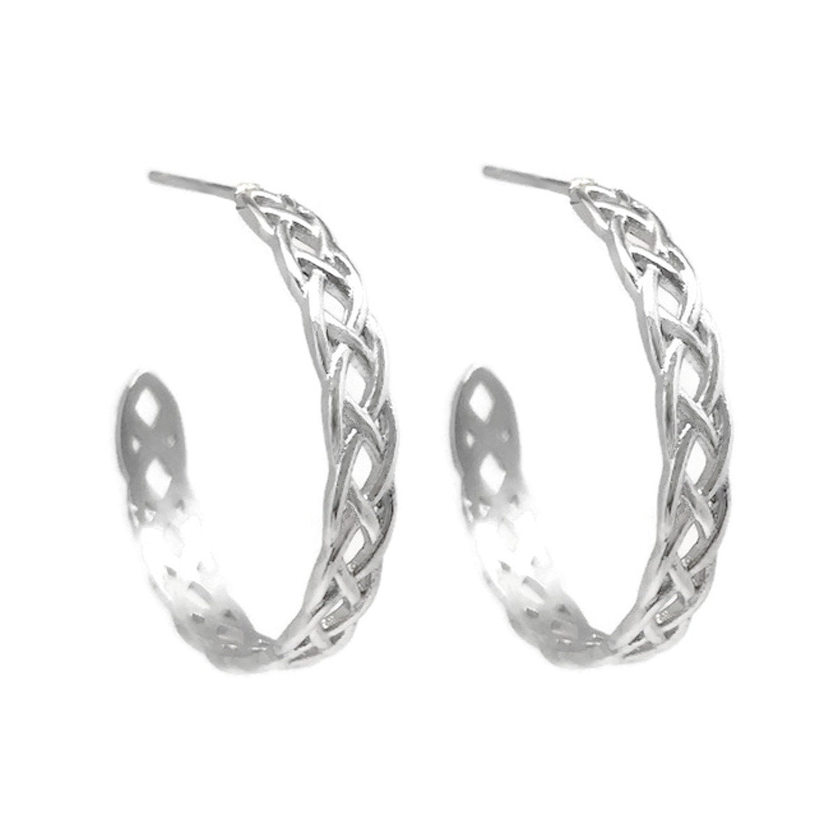 Braided Hoop Earrings, Stainless Steel, Irish Jewelry for Women, Gift Ideas For Sister, Bridesmaid Gift, Medium, Round