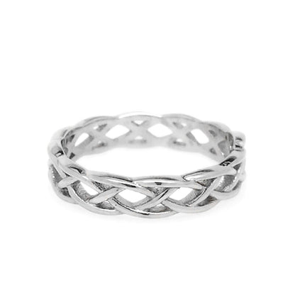 Womens Braid Infinity Ring , Stainless Steel Jewelry, Unique Wedding Band, Irish Weave, Girlfriend Gift, Romantic Jewelry