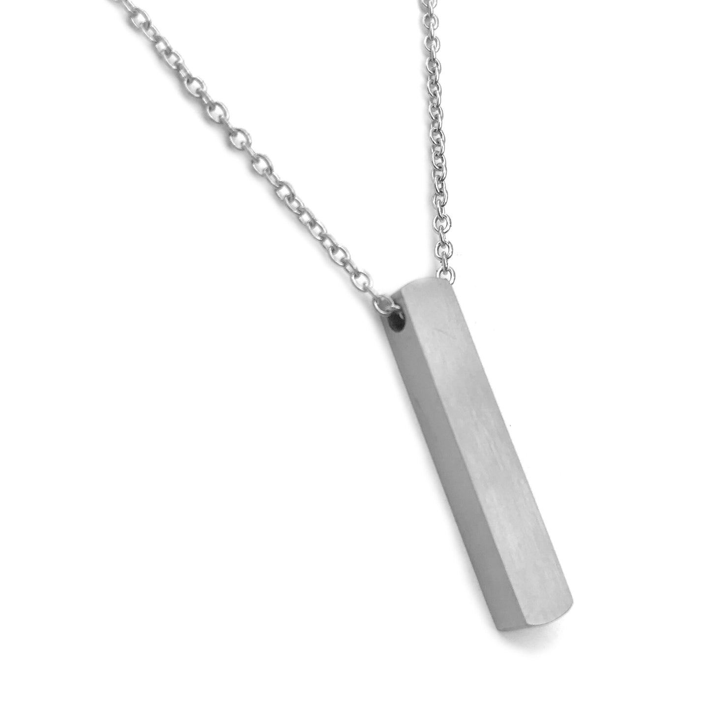 Simple Bar Necklace, Brushed Silver Jewelry, Geometric Pendant, Minimailst Style, Stainless Steel, Gift for Sister, 11th Anniversary