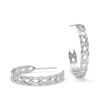 Braided Hoop Earrings, Stainless Steel, Irish Jewelry for Women, Gift Ideas For Sister, Bridesmaid Gift, Medium, Round