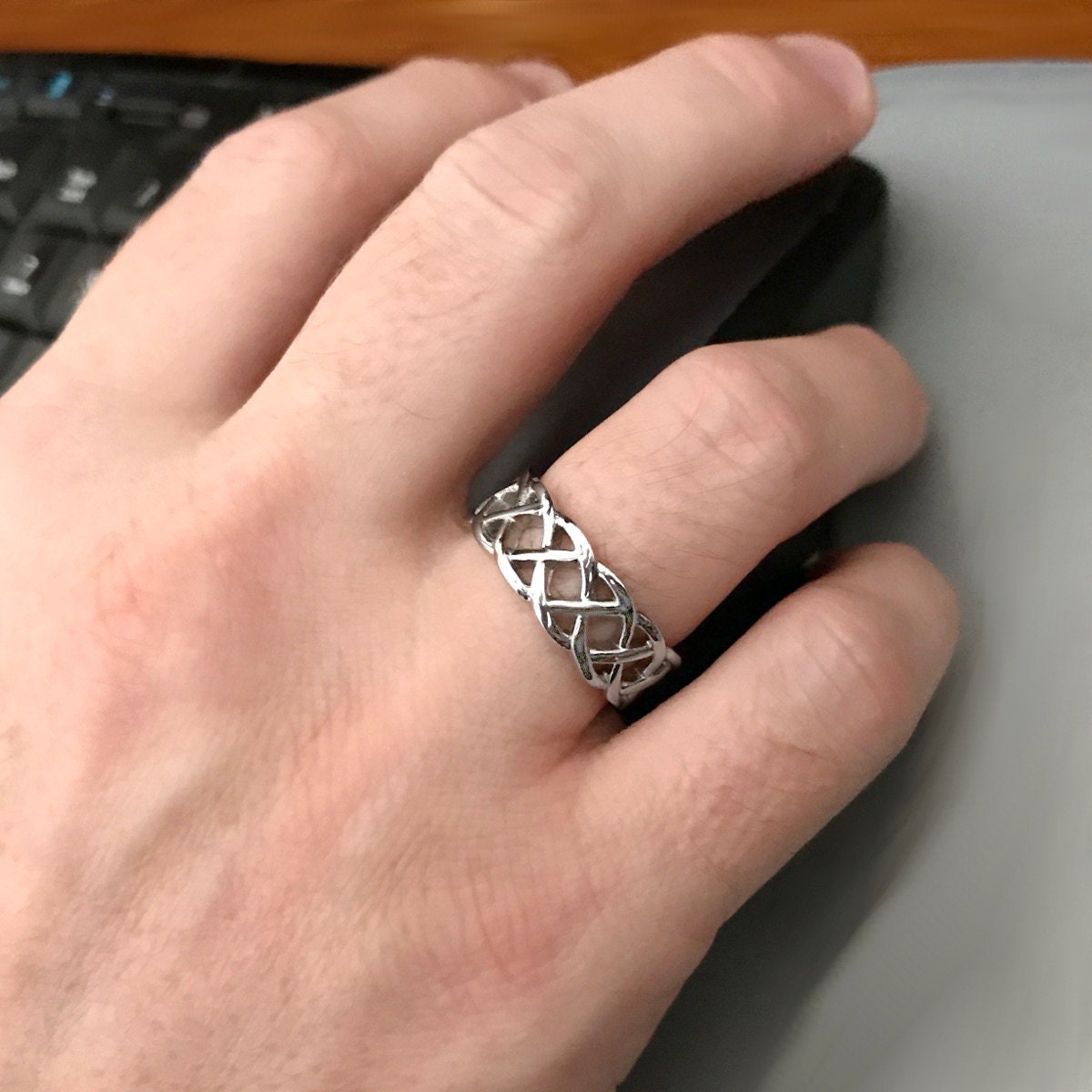 Mens Braided Celtic Sailors Knot Band Ring