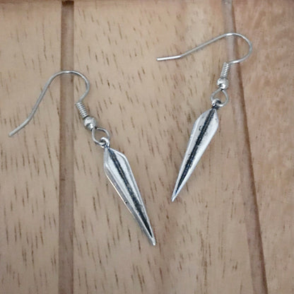 Silver Spike Earrings, Dagger Earrings, Rocker Jewelry, Dangle Earrings, Sensitive Ears, Stainless Steel French Hook Wires