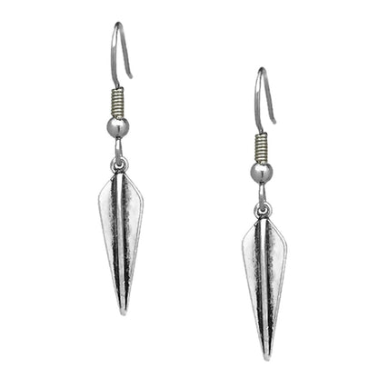 Silver Spike Earrings, Dagger Earrings, Rocker Jewelry, Dangle Earrings, Sensitive Ears, Stainless Steel French Hook Wires