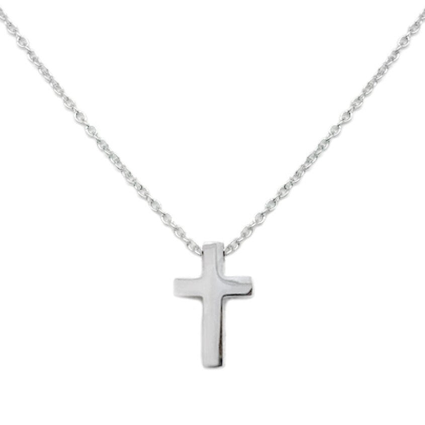 Small Silver Cross Necklace for Women, Gifts for Girls, Jewelry for Teen Boys, Stainless Steel Jewelry, Tiny Religious Pendant