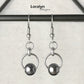 Simple Dangle Earrings Women, Small Drop Earring, Single Black Bead, Stainless Steel Jewelry for her, Gift Idea for Wife