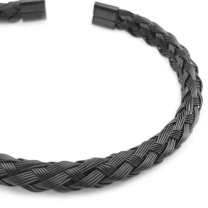 Black Metal Braided Bracelet, Mens Woven Bracelet, Stainless Steel Jewelry, Unisex Jewelry, Gift for Girlfriend, Boyfriend Bracelet