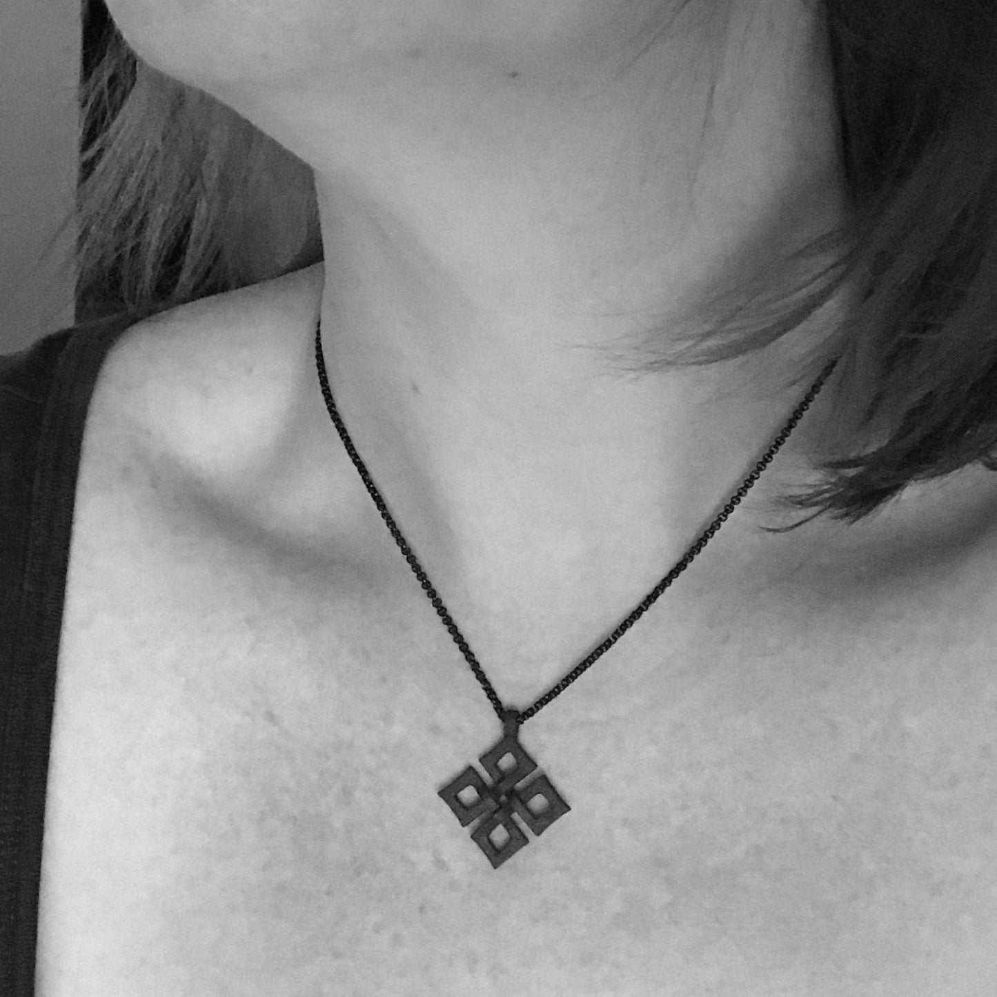 Necklace | Celtic Knot Cross & Classic Rope Chain | Sanity Jewelry 2mm 22” Black Rope Necklace