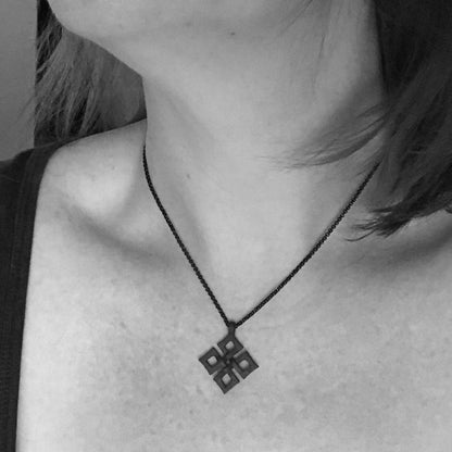 Black Celtic Cross Necklace, Relic Jewelry, Forged Steel, Edgy Jewelry, Wiccan Gifts, Black Metal Pendant, Irish Jewelry