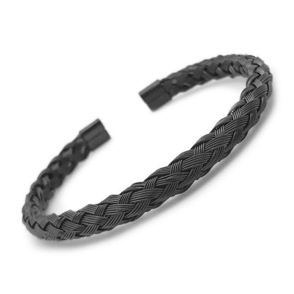 Black Metal Braided Bracelet, Mens Woven Bracelet, Stainless Steel Jewelry, Unisex Jewelry, Gift for Girlfriend, Boyfriend Bracelet