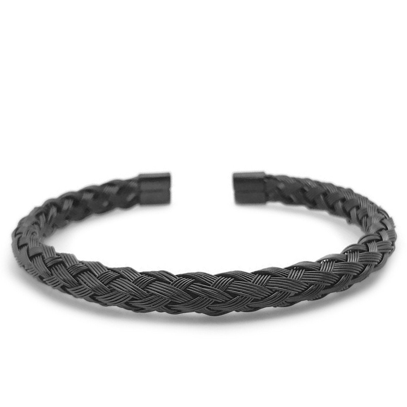 Black Metal Braided Bracelet, Mens Woven Bracelet, Stainless Steel Jewelry, Unisex Jewelry, Gift for Girlfriend, Boyfriend Bracelet