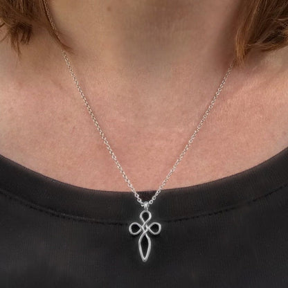 Celtic Infinity Cross Necklace for Women, Memorial Jewelry, Confirmation Gift Teen Girl, Stainless Steel, Celtic Knot, Silver Cross Pendant