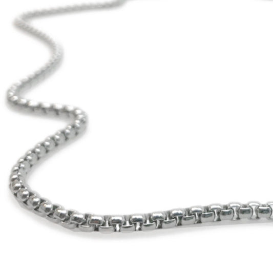 Silver Box Link Chain Necklace, Stainless Steel Chain, 3mm, No Tarnish Jewelry, Gift for Men, 20 and 24 Inch