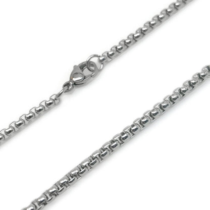 Silver Box Link Chain Necklace, Stainless Steel Chain, 3mm, No Tarnish Jewelry, Gift for Men, 20 and 24 Inch