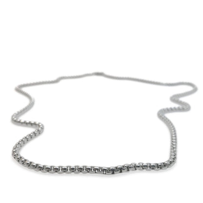 Silver Box Link Chain Necklace, Stainless Steel Chain, 3mm, No Tarnish Jewelry, Gift for Men, 20 and 24 Inch