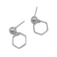 Small Hexagon Drop Stud Earrings, Stainless Steel Dangle Earrings, Non Tarnish, Minimalist Style, Honeycomb Design