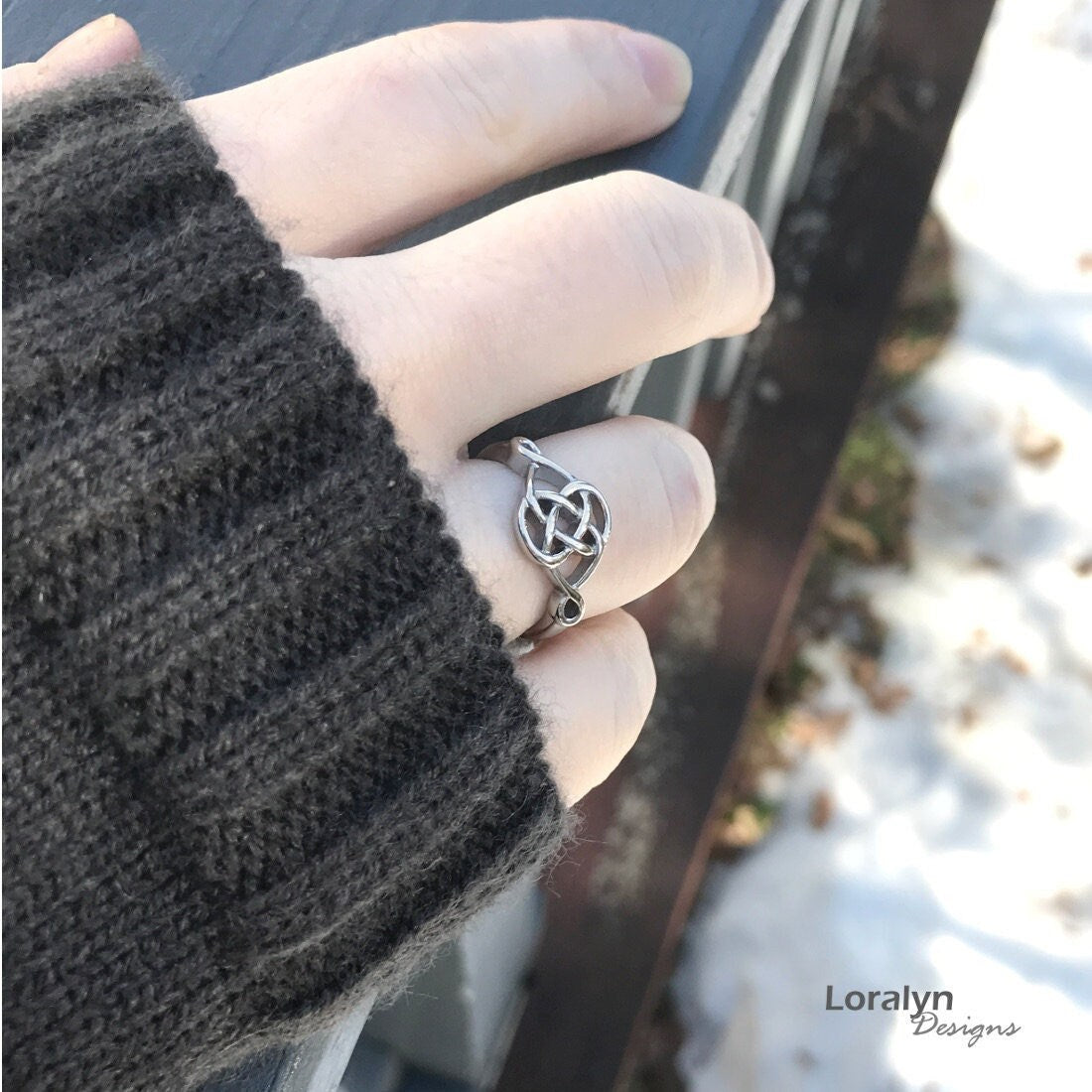 Celtic Knot Ring, Silver Infinity Jewelry, Stainless Steel, Birthday Gift for Girlfriend, Irish Jewelry, Love Ring for Woman