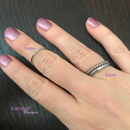 Thin Stainless Steel Ring, Plain 1mm Stacking Ring, Simple Minimalist Jewelry, Silver Wedding Band, Non Tarnish, Waterproof
