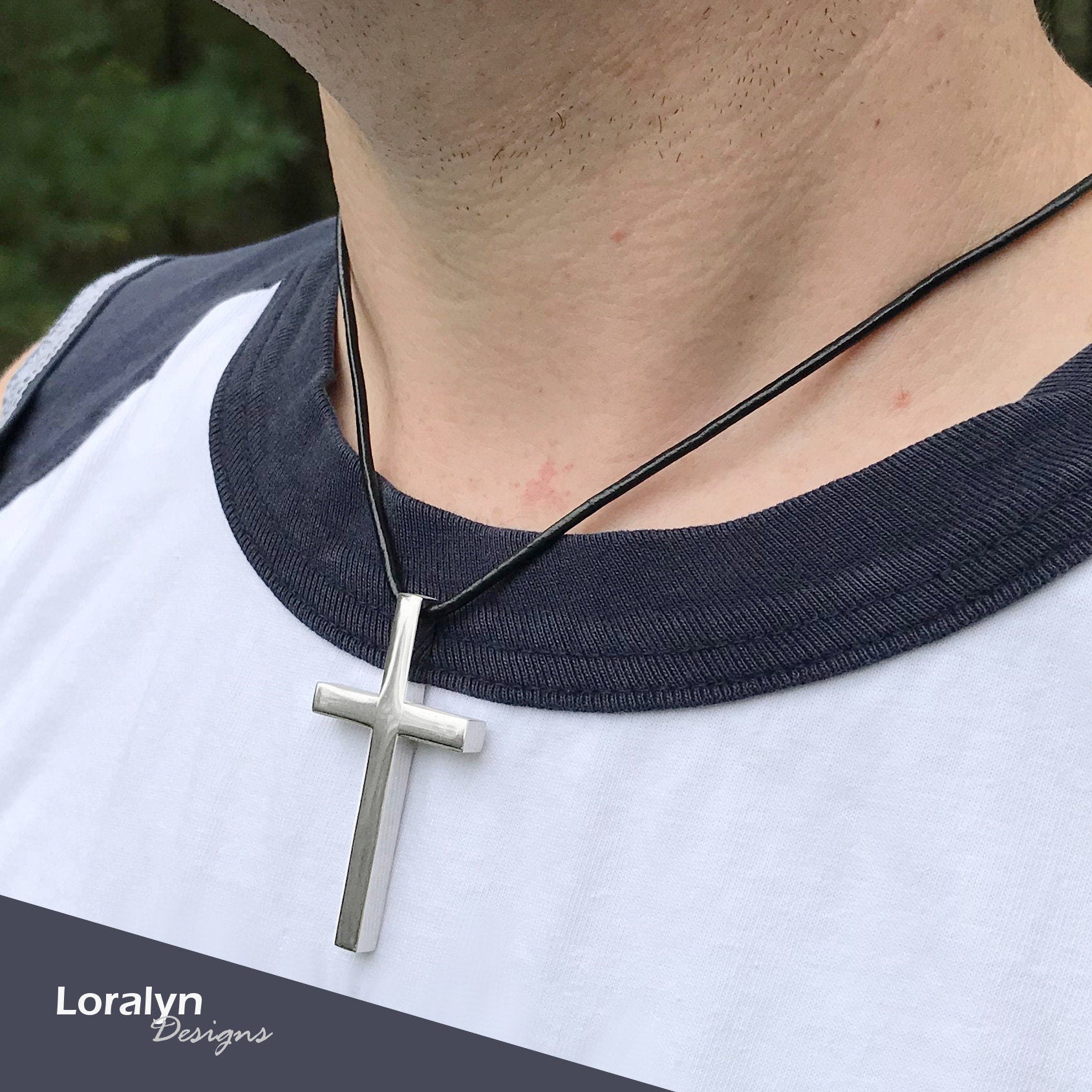 Men's Sterling Silver Large Tubular Cross Charm Necklace (20, 22, 24, 26  Inches) - Walmart.com