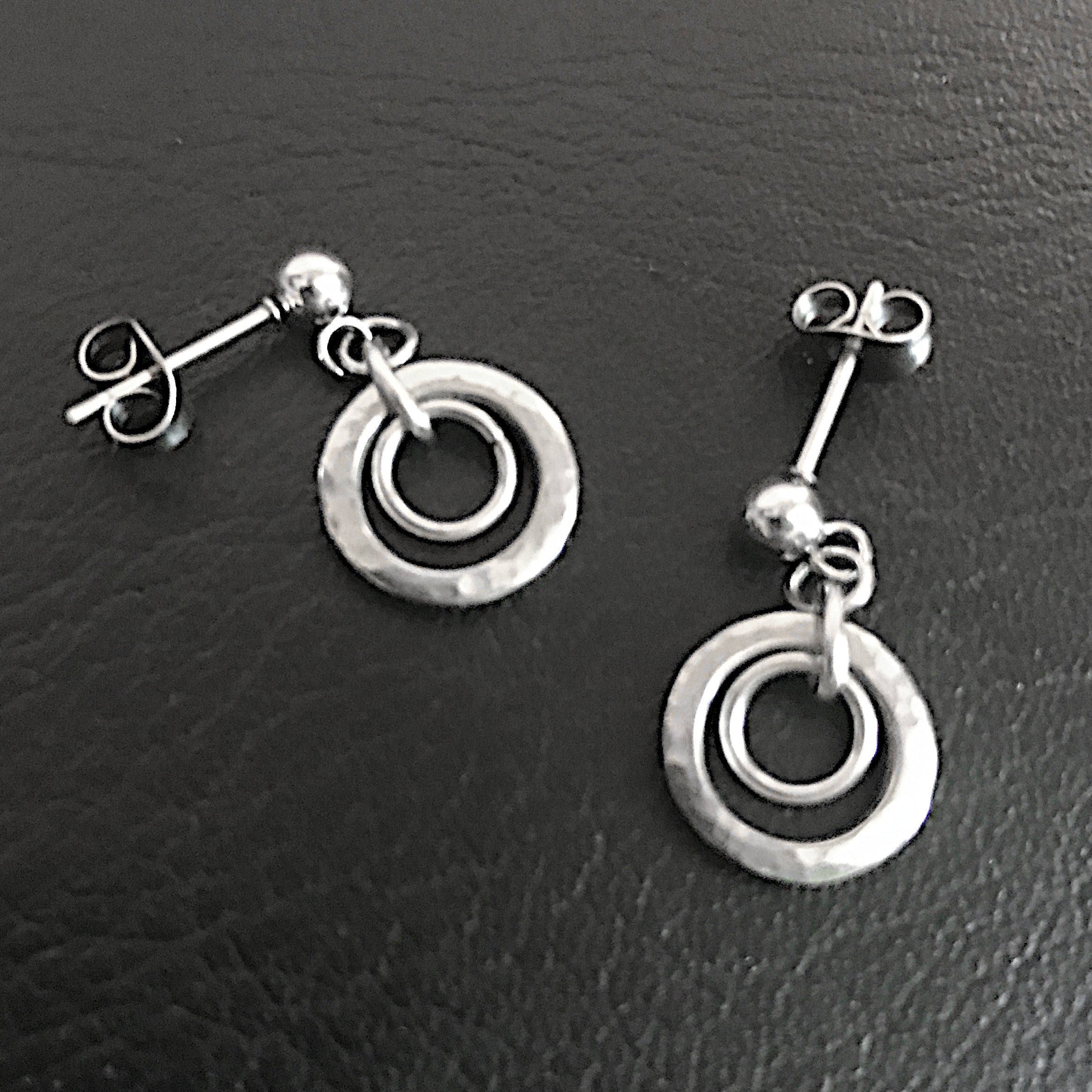 Silver Hoop Earrings with Concrete Dangle Charm – BAARA